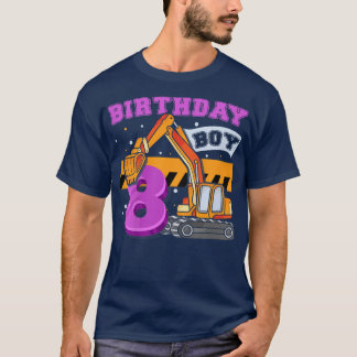 Camiseta Kids B-Day Boy 8 Years Old Digger Builder Construc