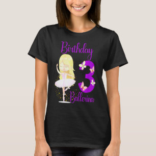 Camiseta Kids Ballerina - Tema De aniversário de 3 anos De 