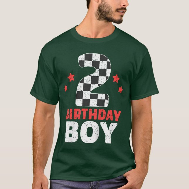 Camiseta Kids Birthday Boy 2 Two Racing Flag 2nd Birthday R (Frente)