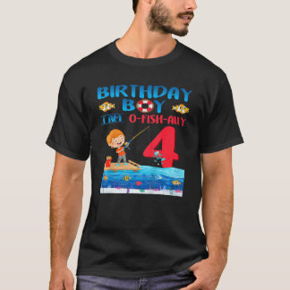 Camiseta Kids Birthday Boy I Am O Fish Ally 4 Years Old 4th