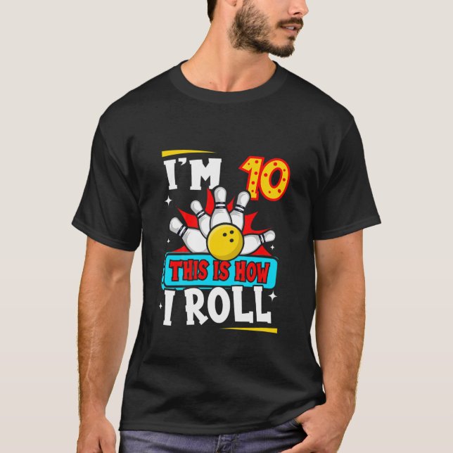 Camiseta Kids Bowling Motif For 10 Year Old Little Bowler 1 (Frente)