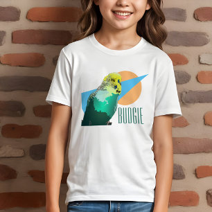 Camiseta Kids Budget Love Retro Blue Geométrico Pet Bird