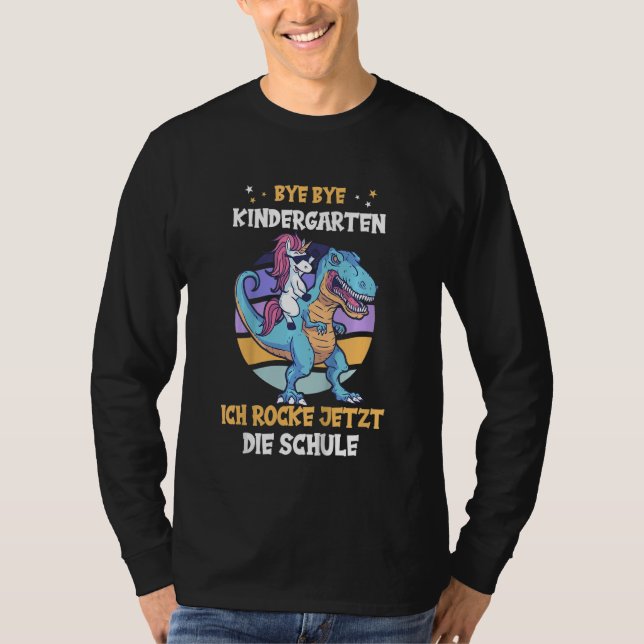 Camiseta Kids Bye bye kindergarten I'm rocking school now (Frente)