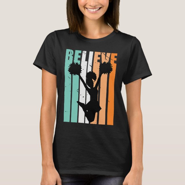 Camiseta Kids Cheerleading Cheerleader Believe Silhouette C (Frente)