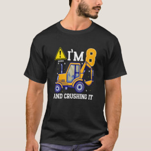 Camiseta Kids Construction Truck 8º Aniversário 8 Anos D