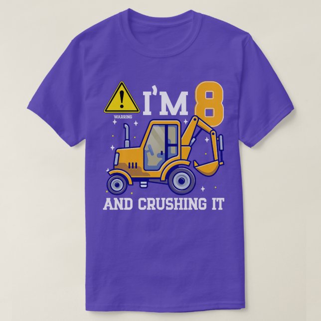 Camiseta Kids Construction Truck 8th Birthday 8 Years Old D (Frente do Design)