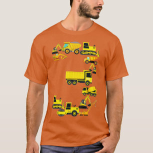 Camiseta Kids Construction Truck aniversário de 3 anos de 3