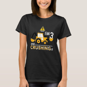 Camiseta Kids Construction Truck aniversário de 3 anos de 3