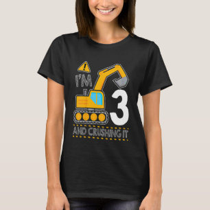 Camiseta Kids Construction Truck aniversário de 3 anos I'm