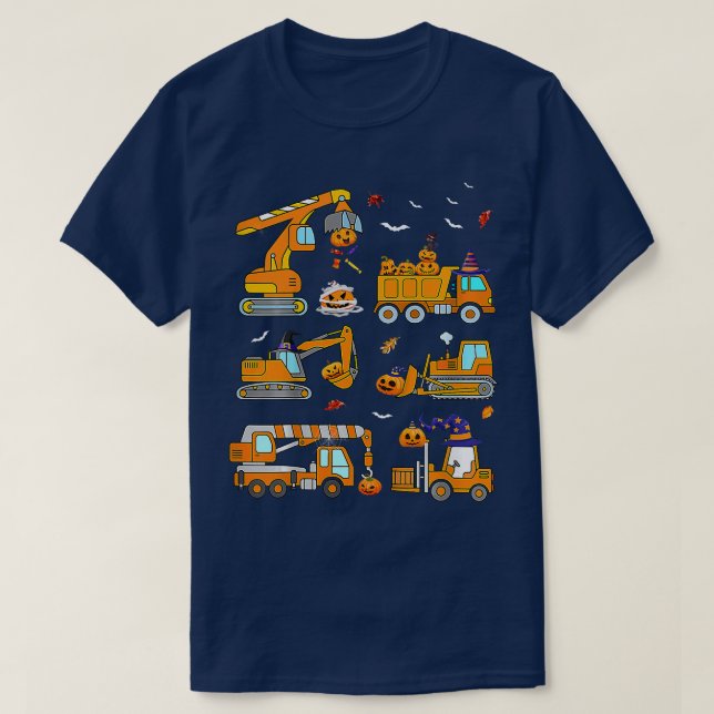 Camiseta Kids Construction Vehicle Halloween Crane Truck (Frente do Design)