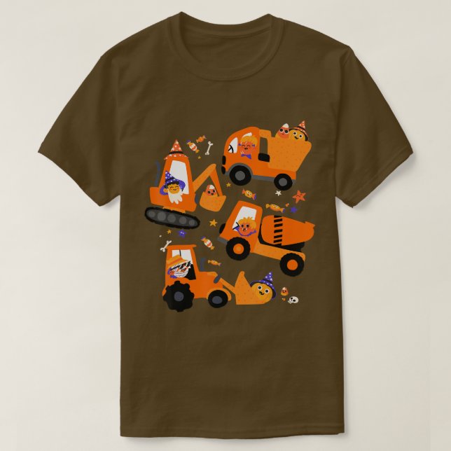 Camiseta Kids Construction Vehicle Halloween Crane Truck Pu (Frente do Design)