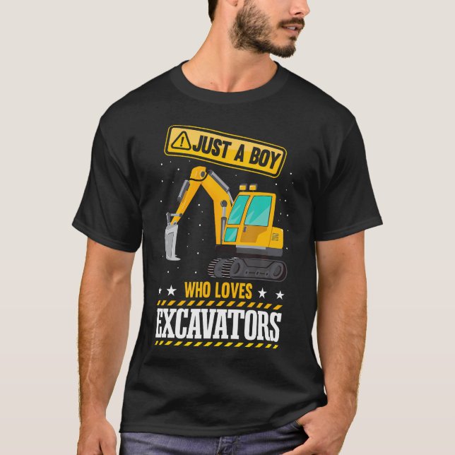 Camiseta Kids Construction Vehicle Just A Boy Who Loves Exc (Frente)