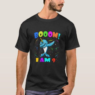 Camiseta Kids Dabbing Narwhal Booom! I Am 9 Boys Girls 9Th