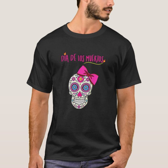 Camiseta Kids Dia De Los Muertos Sugar Skull Day Of The Dea (Frente)