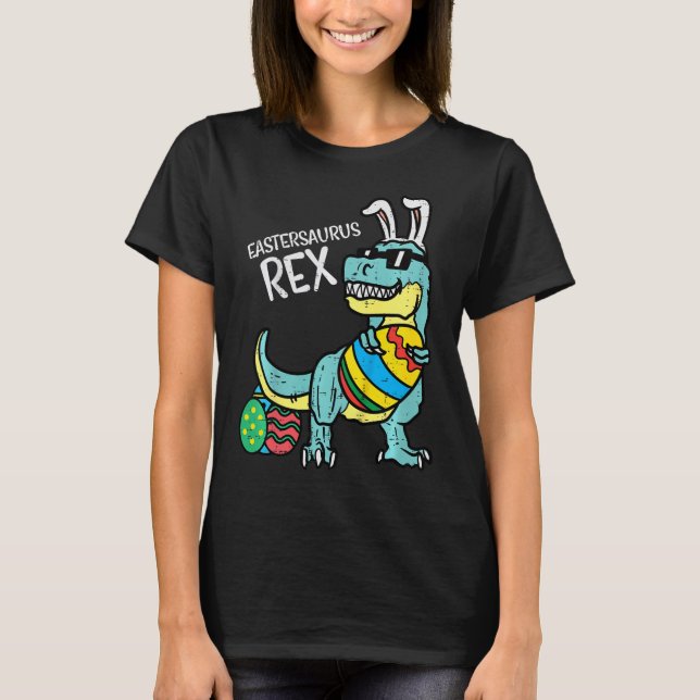 Camiseta Kids Eastersaurus Rex Páscoa Trex Coelho Bebê Meni (Frente)