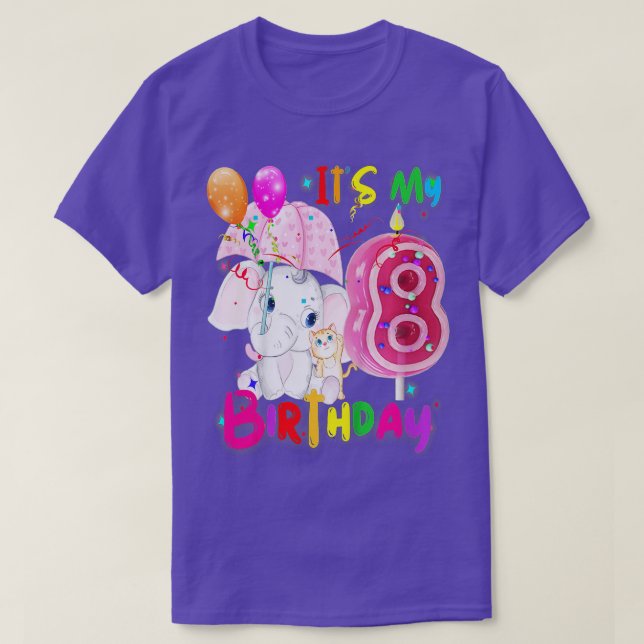 Camiseta Kids Elephant Birthday Its My 9th Birthday Girls E (Frente do Design)