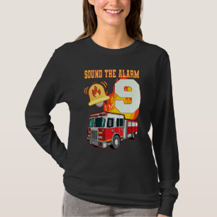Camiseta Kids Fire Truck 9º Aniversário do Bombeiro 9 Yea