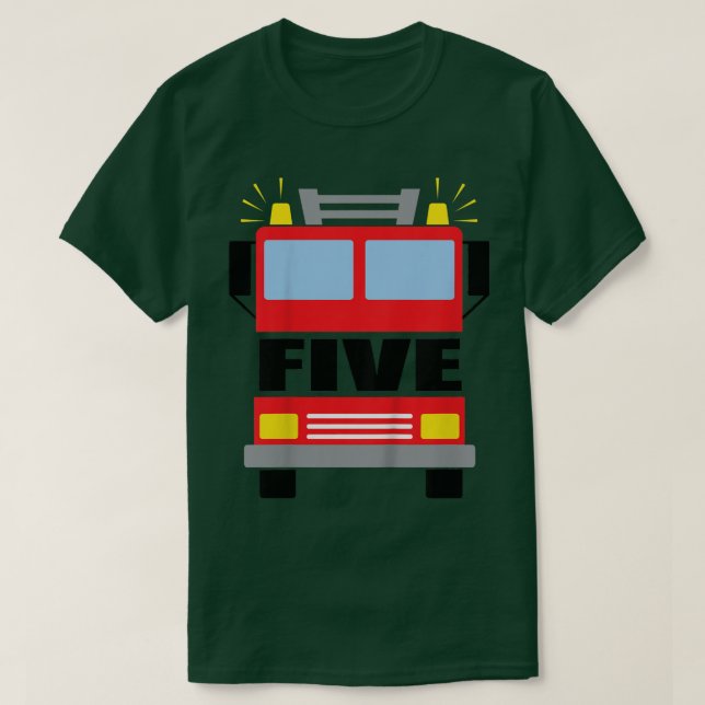 Camiseta Kids FIVE (5) year old 5th Birthday Fire Truck the (Frente do Design)
