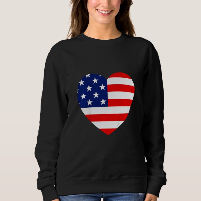 Camiseta Kids Girls 4th of July American Flag Heart Patriot (Frente)