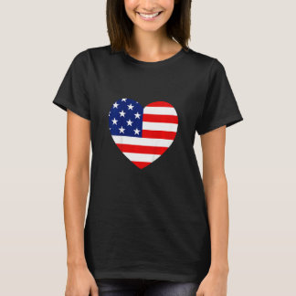 Camiseta Kids Girls 4th of July American Flag Heart Patriot