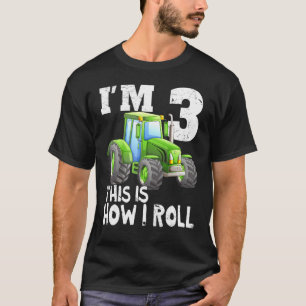 Camiseta Kids Green Fazenda Trator aniversário de 3 anos de