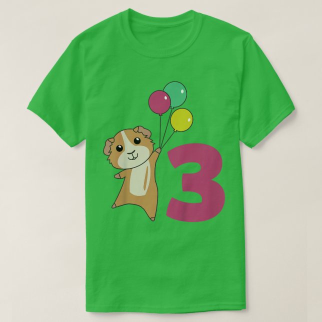 Camiseta Kids Guinea Pig Third Birthday Balloons For Kids  (Frente do Design)