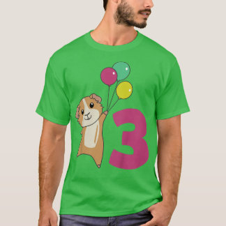 Camiseta Kids Guinea Pig Third Birthday Balloons For Kids 