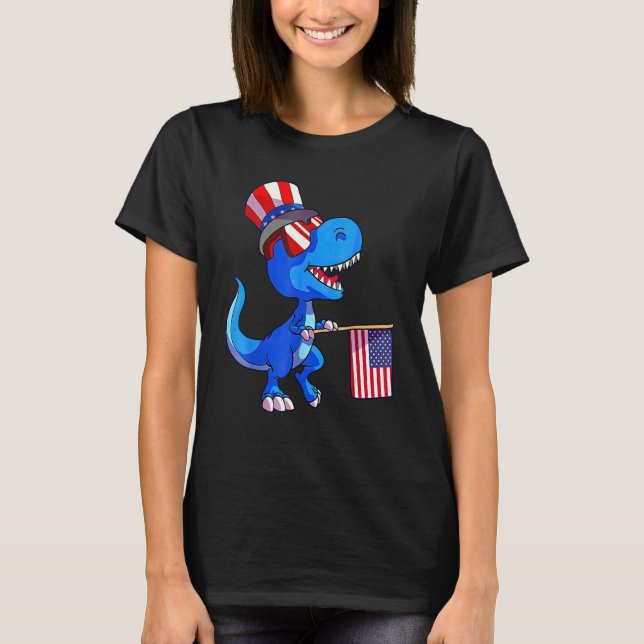 Camiseta Kids Happy 4th Of July Rex Dino Dinosaur Baby Todd (Frente)