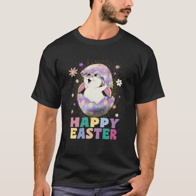 Camiseta Kids Happy Easter Cute Rabbit Bunny Ear Easter Egg (Frente)