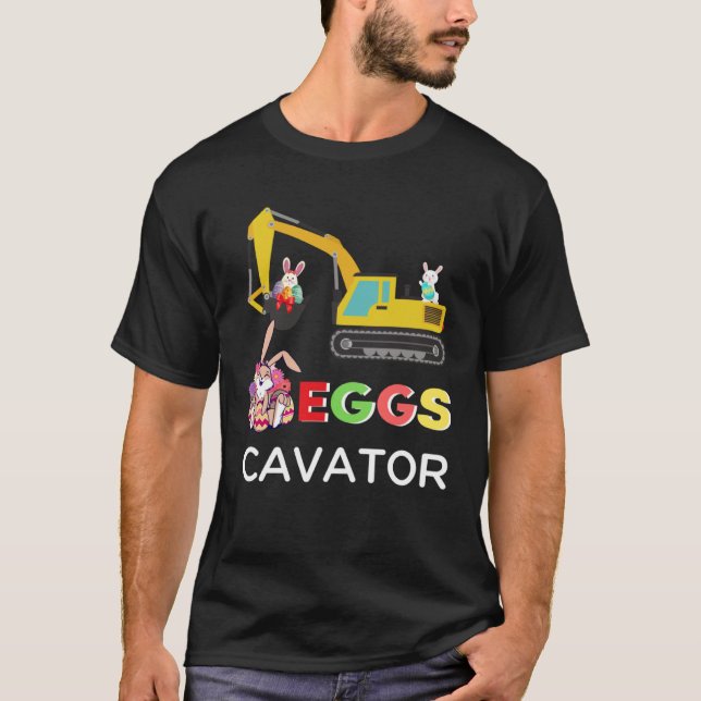 Camiseta Kids Happy Easter Egg Hunt Bunny Excavator  EggsCa (Frente)