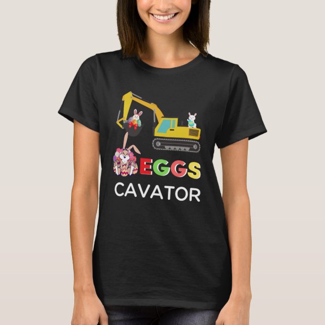 Camiseta Kids Happy Easter Egg Hunt Bunny Excavator  EggsCa (Frente)