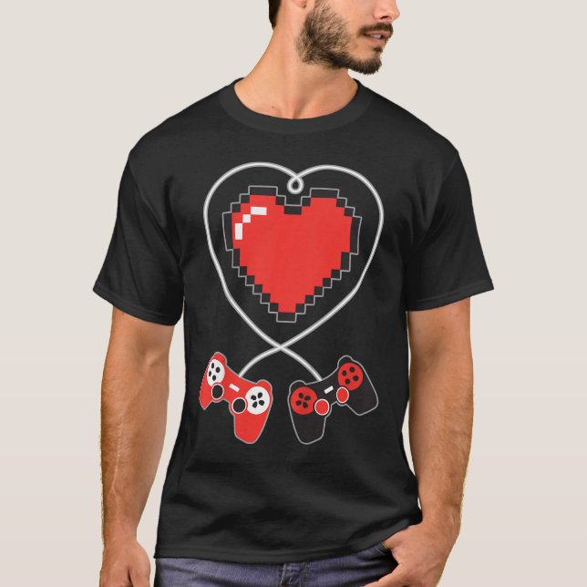 Camiseta Kids Heart Pixel Art Video Game Controller Valenti (Frente)