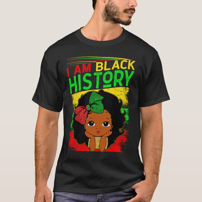 Camiseta Kids I Am Black History Girls Little Melanin Queen (Frente)