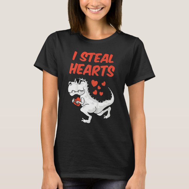Camiseta Kids I Steal Hearts Valentine's Day Toddler Dinosa (Frente)