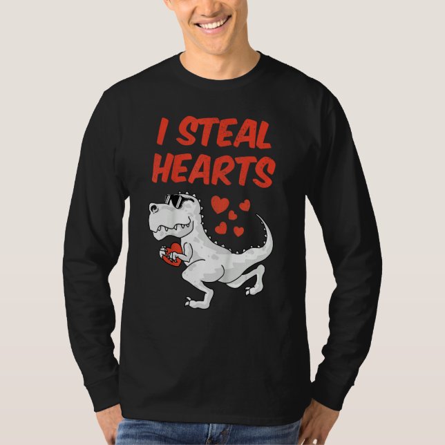Camiseta Kids I Steal Hearts Valentine's Day Toddler Dinosa (Frente)