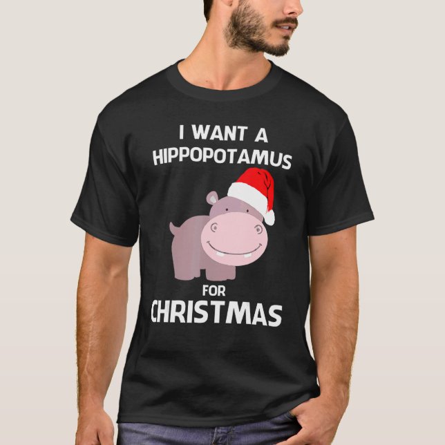 Camiseta Kids I Want A Hippopotamus For Christmas Hippo Xma (Frente)