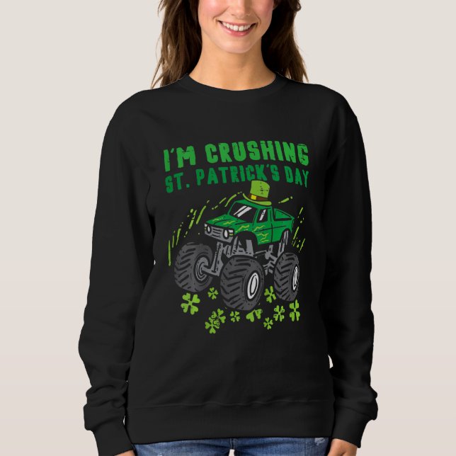 Camiseta Kids Im Crushing St Patricks Day Monster Truck Boy (Frente)