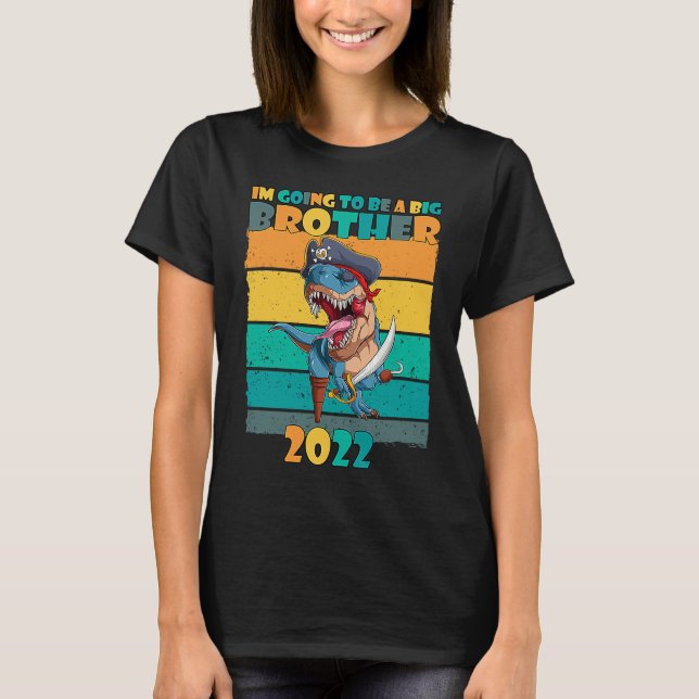 Camiseta Kids I'm Going to be a Big Brother 2022 T Rex Pira (Frente)
