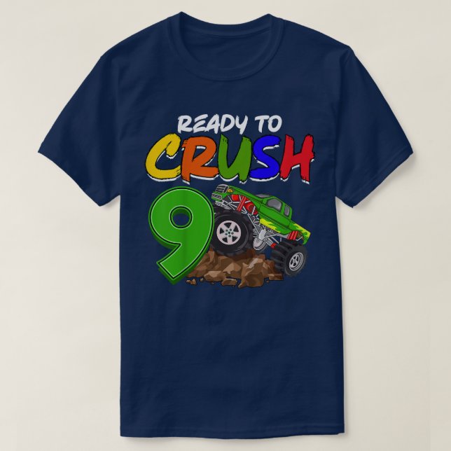 Camiseta Kids I'm Ready To Crush 9 Monster Truck T-Rex Birt (Frente do Design)