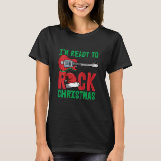 Camiseta Kids Im Ready To Rock Christmas Pajama Cool Guitar