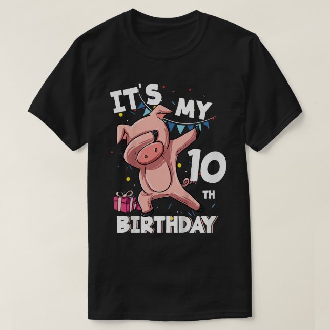 Camiseta Kids Its My 10th Birthday 10 Year Old Pig Birthday (Frente do Design)