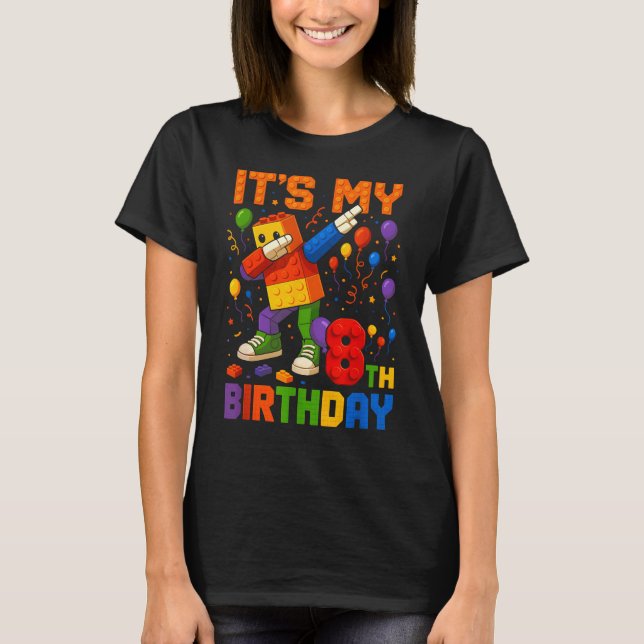 Camiseta Kids Its My 8th Birthday Building Blocks 8 Years O (Frente)
