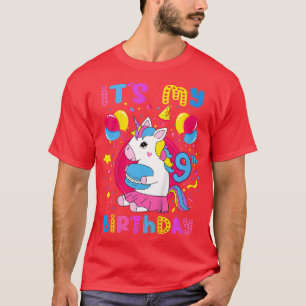 Camiseta Kids Its my 9th birthday 9 year old girl with Unic