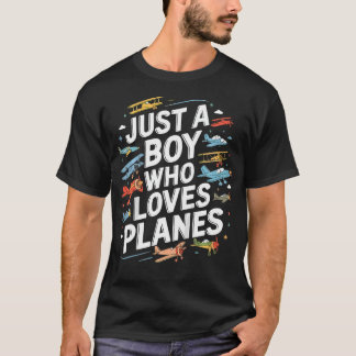 Camiseta Kids Just A Boy Who Loves Planes Funny Pilot Airpl