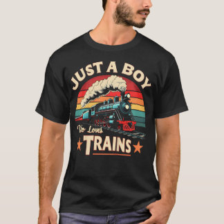 Camiseta Kids Just A Boy Who Loves Trains Toddler Boys Trai