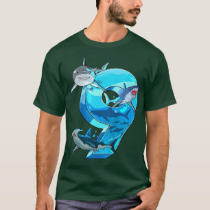 Camiseta Kids Kids 9th Birthday 9 Years Old Shark Boys Sea