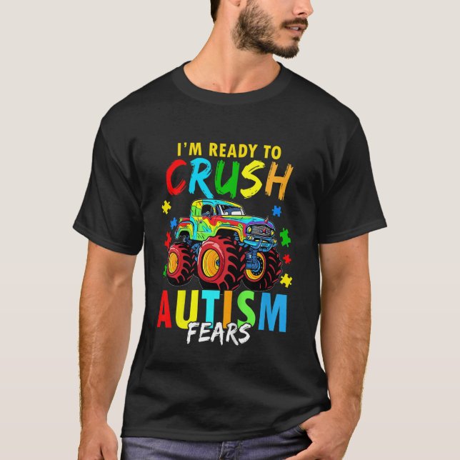 Camiseta Kids Kids Monster Truck Autism Awareness Tee Mom S (Frente)