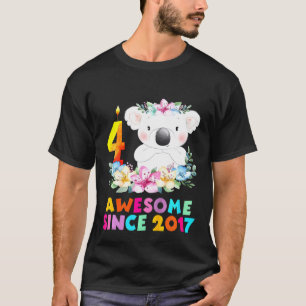 Camiseta Kids Koala Bear 4 Anos De Fim De Aniversário Para