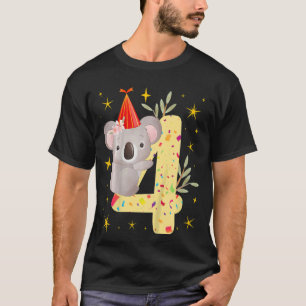 Camiseta Kids Koala Bear Girl 4º Aniversário 4º Ano Ko