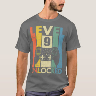 Camiseta Kids Level 9 Unlocked Shirt Funny Video Gamer